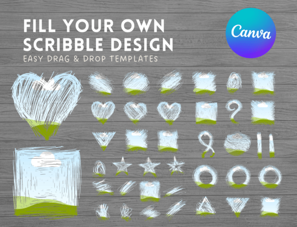 Scribble Elements Canva Frames Bundle with editable frame shapes