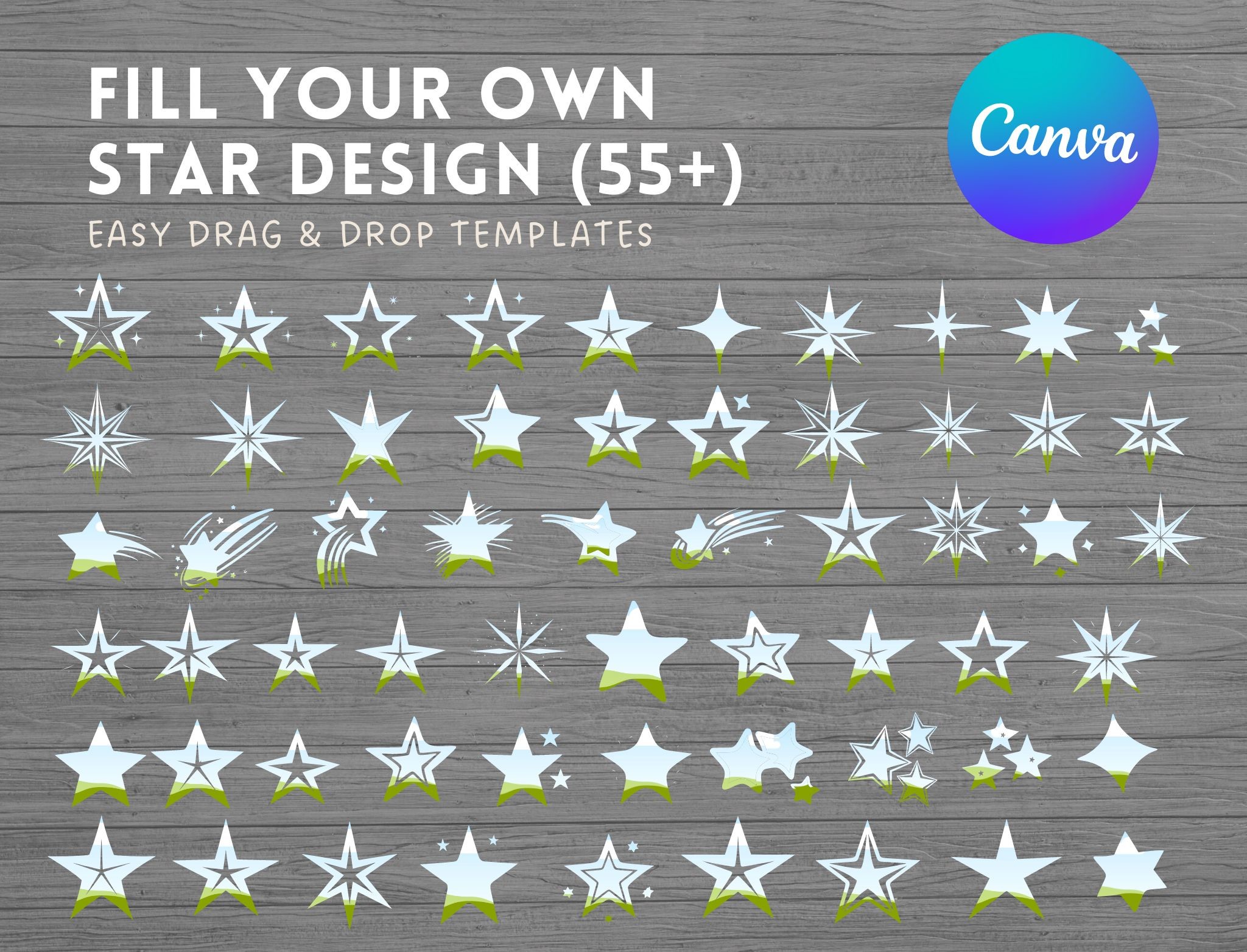 Stars Sparkle Canva Frames Bundle