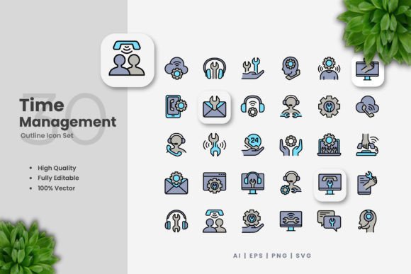 Time Management Colored Icons