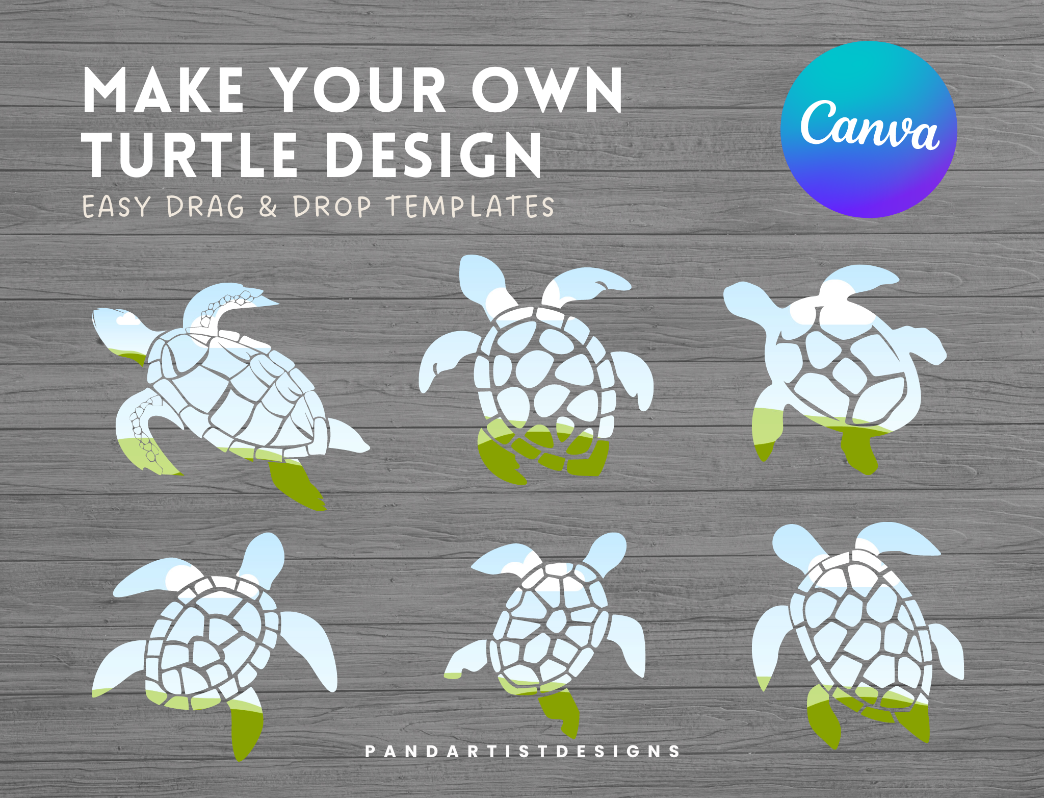 Turtles Canva Frames Bundle