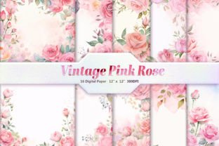 Vintage Pink Rose Digital Paper Pack Graphic by DifferPP · Creative Fabrica