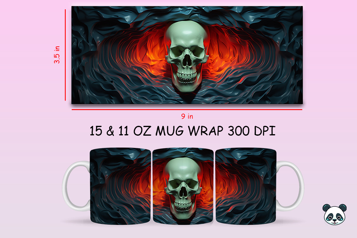 3D Halloween Skull Mug Wrap PNG Graphic by Pandastic · Creative Fabrica