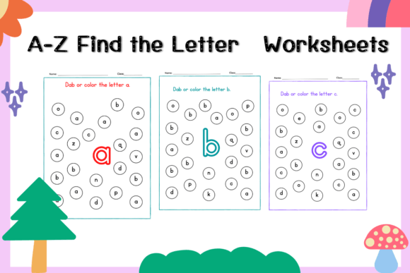 A-Z Find the Letter Worksheets Graphic PreK By Foam-Design Store