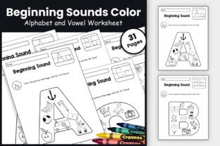 Alphabet Beginning Sounds Color Sheets Graphic by TheStudyKits ...