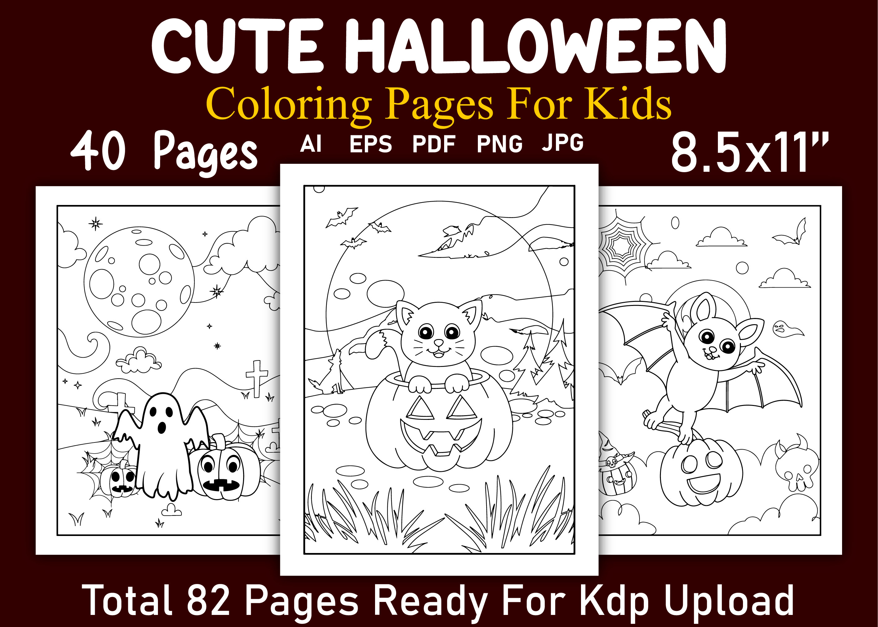Friendly Halloween coloring page with smiling characters for kids