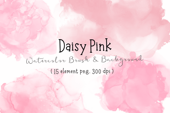 Daisy Pink Watercolor Splashes