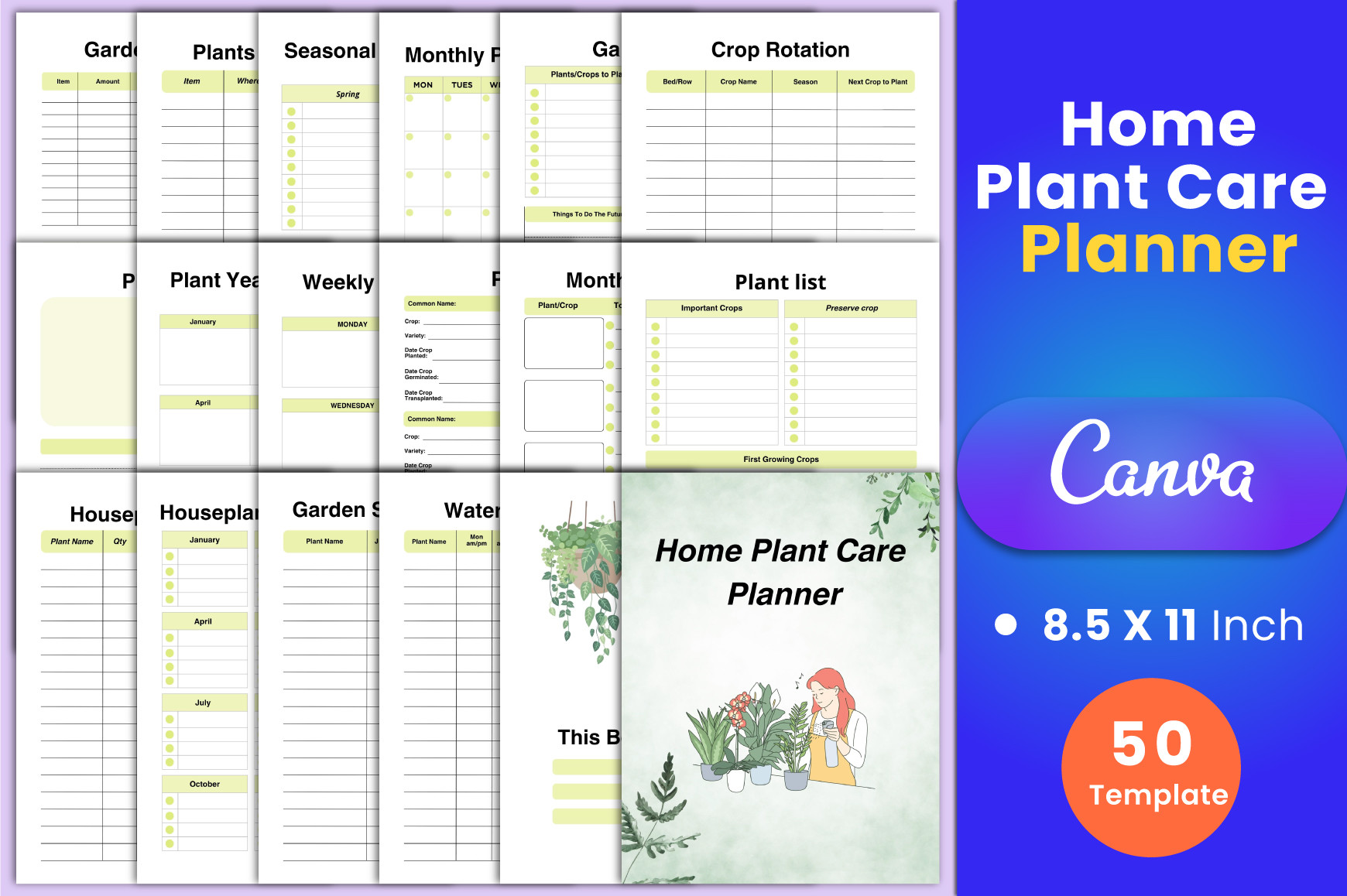 Home Plant Care Planner Canva Interior Graphic by munjixpro · Creative ...