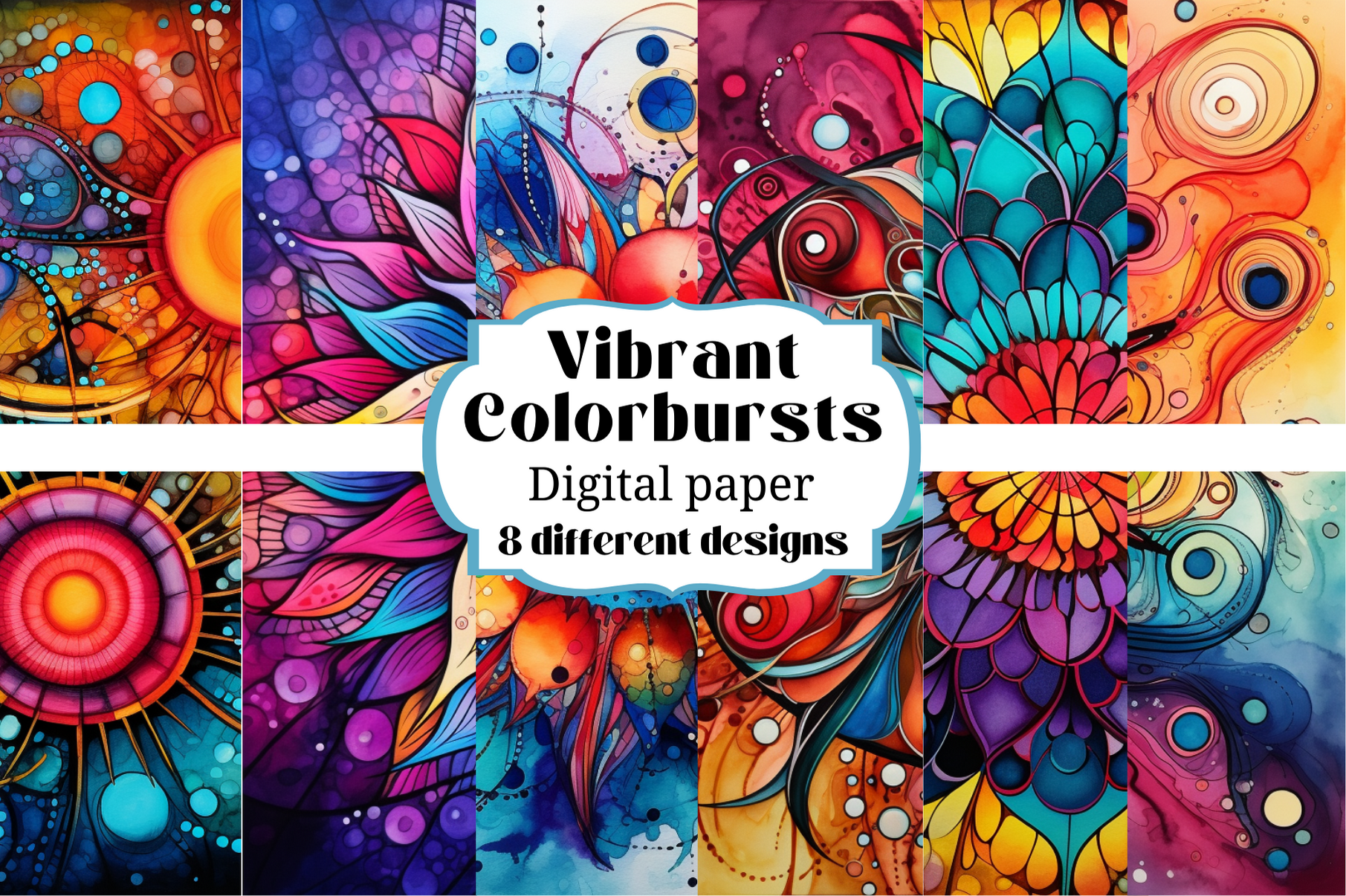 Mandala Colorburst Ink Backgrounds Graphic by Laura Beth Love ...
