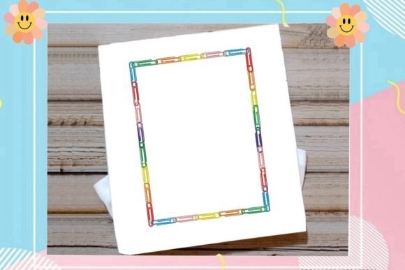 Rainbow Paperclip Rectangle Border