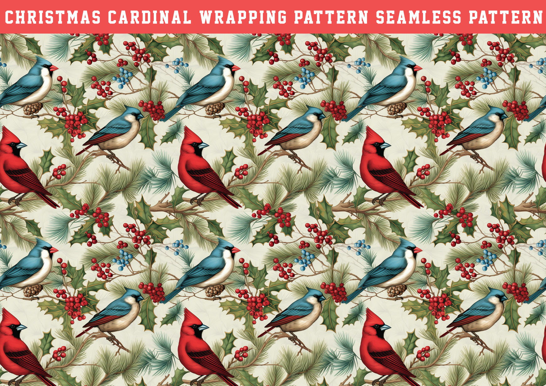 Cardinal Texture Vintage Cardinal Wrapping Pattern Graphic by seasonal · Creative Fabrica