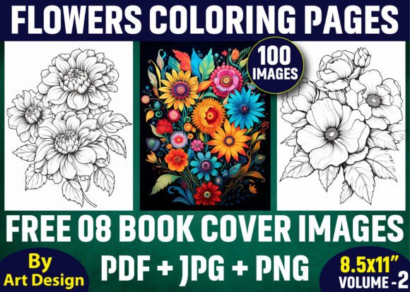 100 Flowers Coloring Pages for Adults