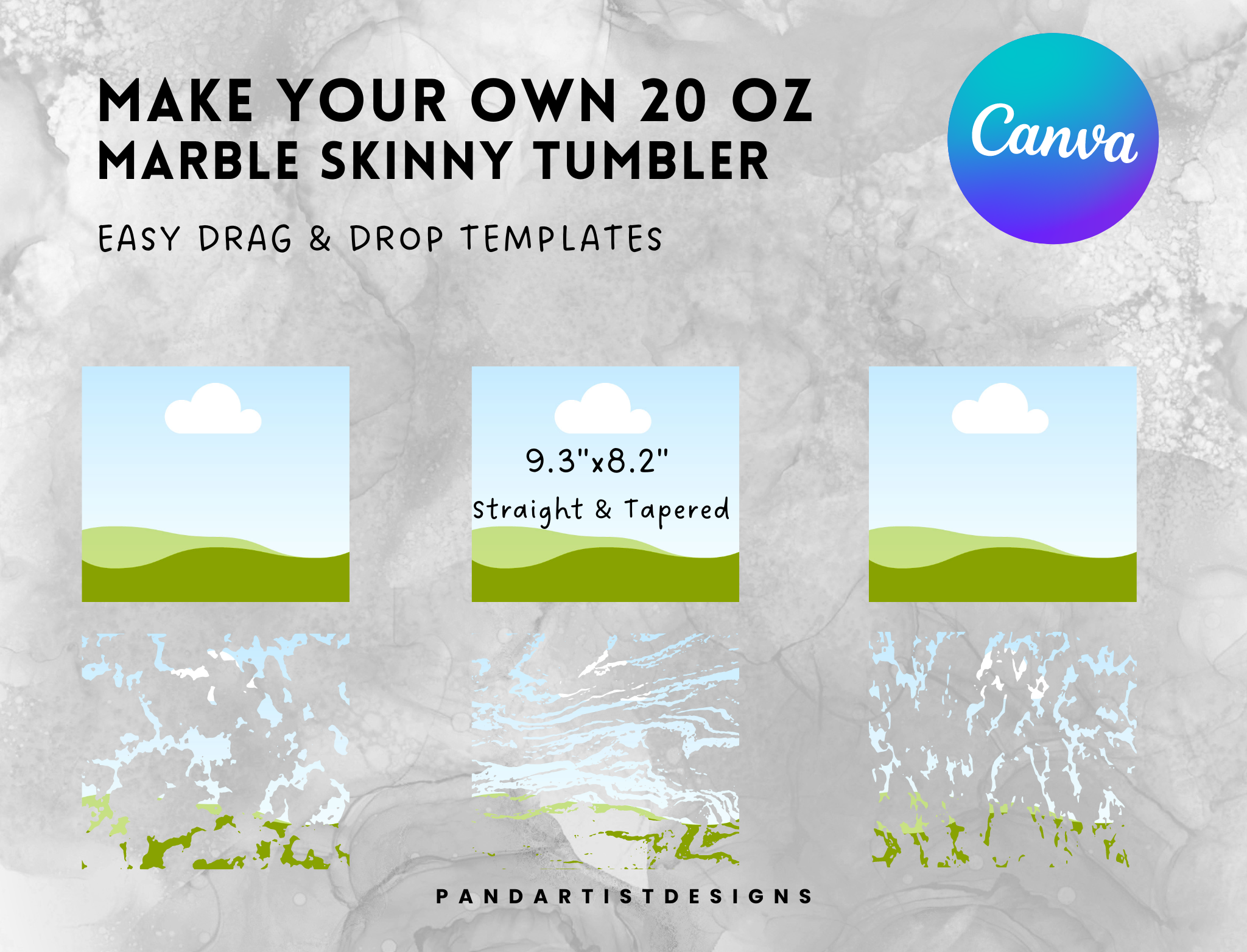 20oz Skinny Tumbler Canva Frame