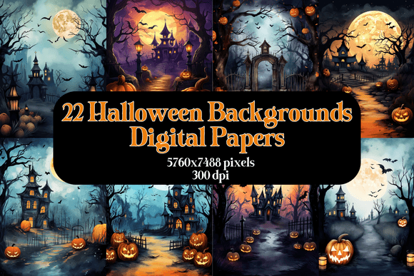 22 Halloween Backgrounds- Digital Papers