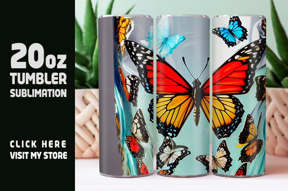 3D Butterfly Tumbler Wrap Graphic by Creative Booth · Creative Fabrica