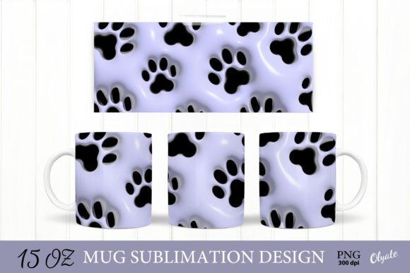 3d Inflated Design 3d Puff Paw Mug Dog