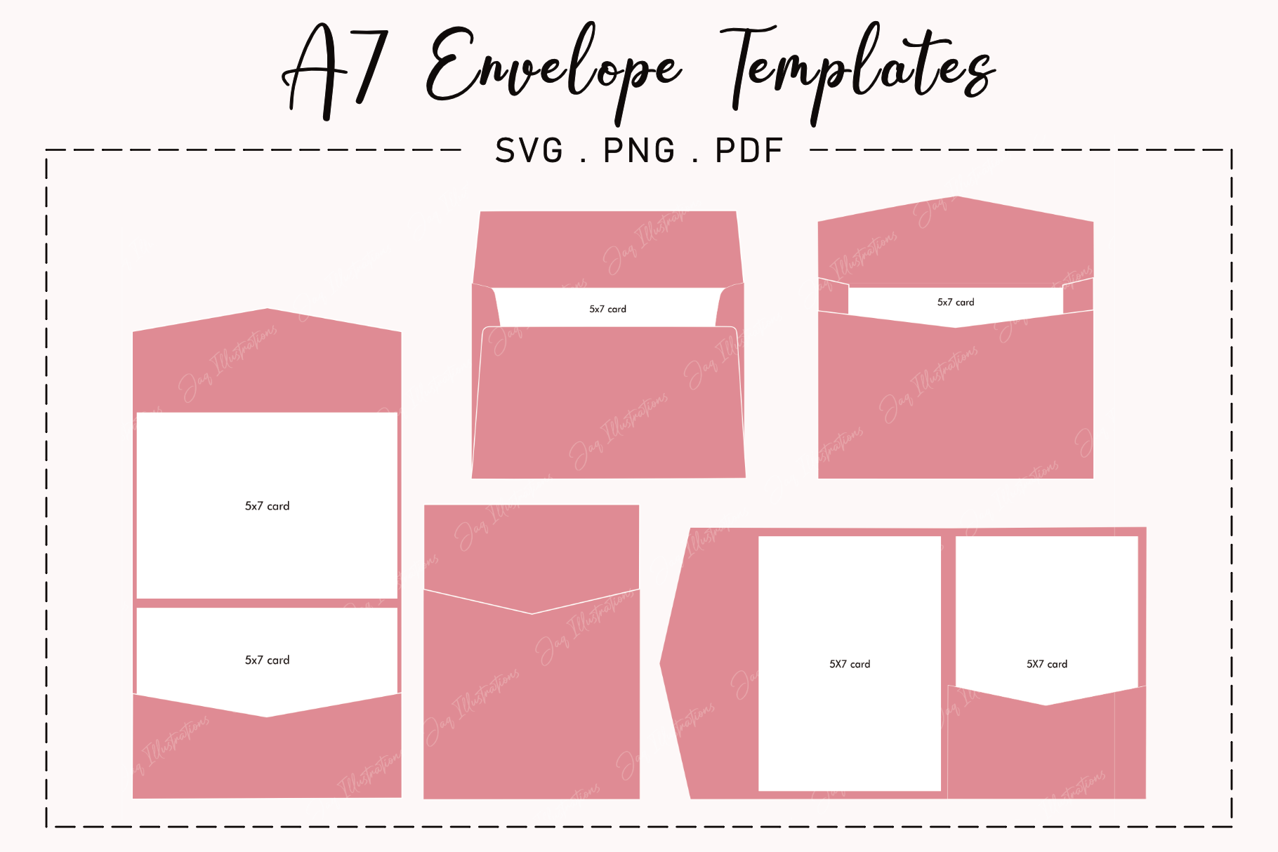 A7 Envelope Template Bundle SVG Cut File