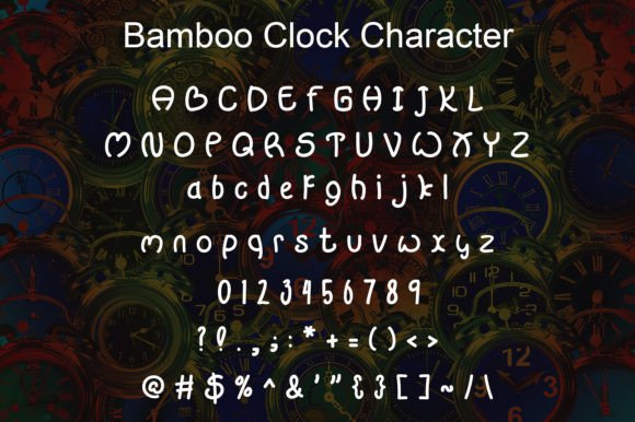 Bamboo Clock Font PNG with transparent background - Preview 5