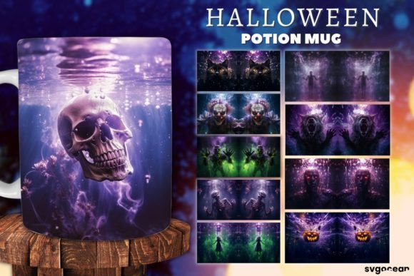 Horror Halloween Mug Wrap Bundle Graphics