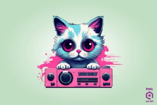 Retro Risograph Cat Clipart PNG Graphic by Quoteer · Creative Fabrica