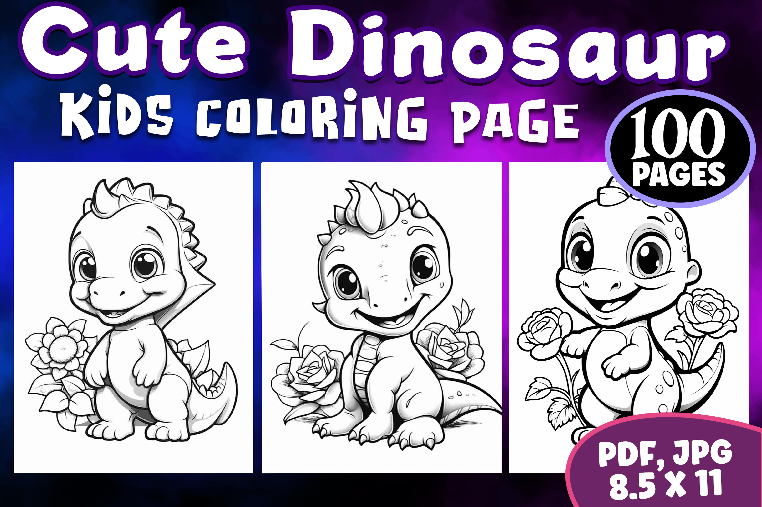 100 Cute Dinosaur Coloring Pages Vol 04