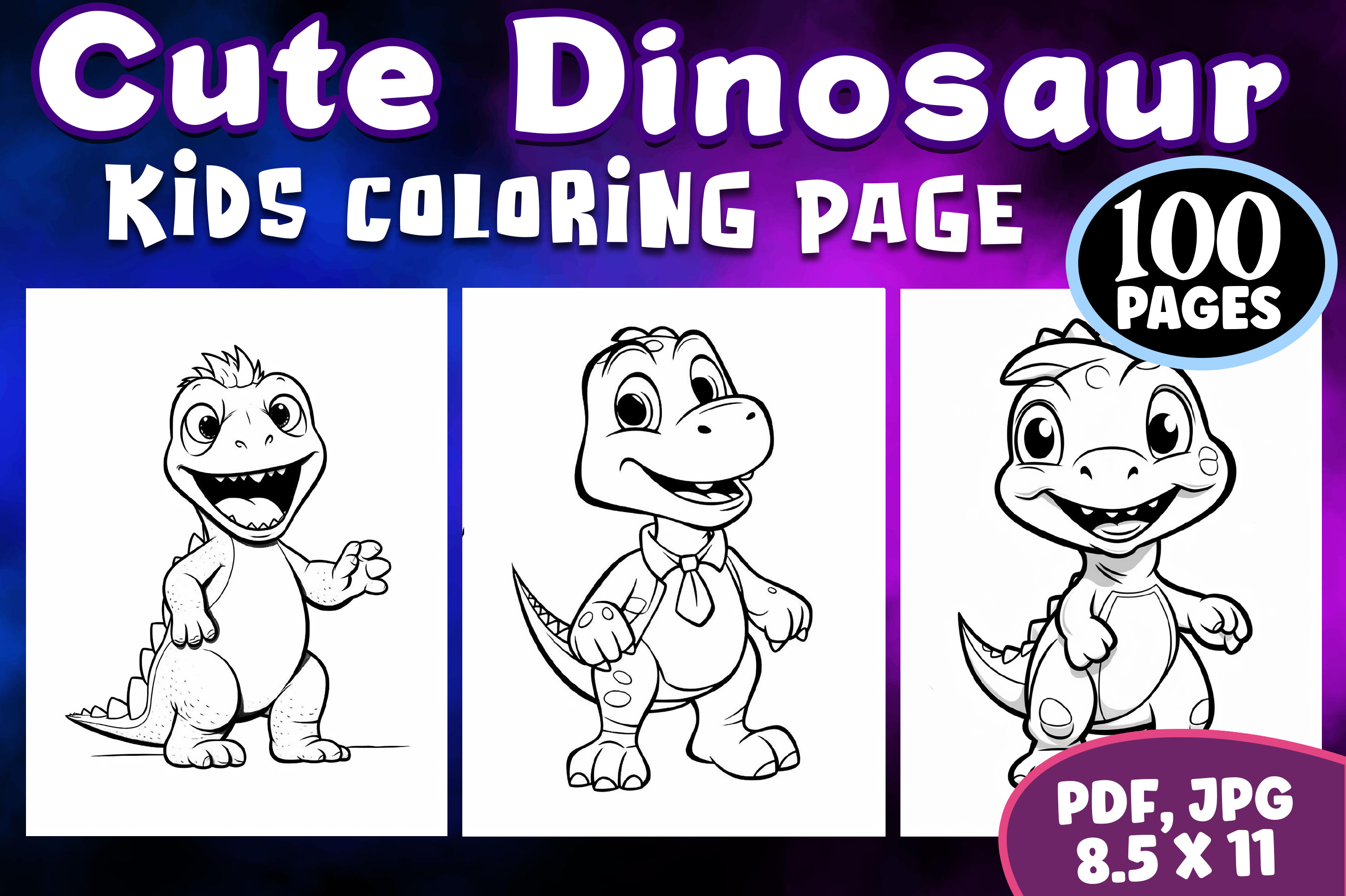 100 Cute Dinosaur Coloring Pages Vol 07 Graphic by KIDS ZONE · Creative ...