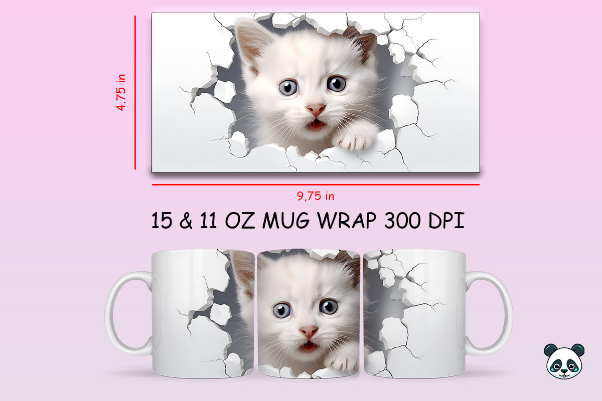 3D Cat Mug Sublimation Wrap Graphic by Pandastic · Creative Fabrica
