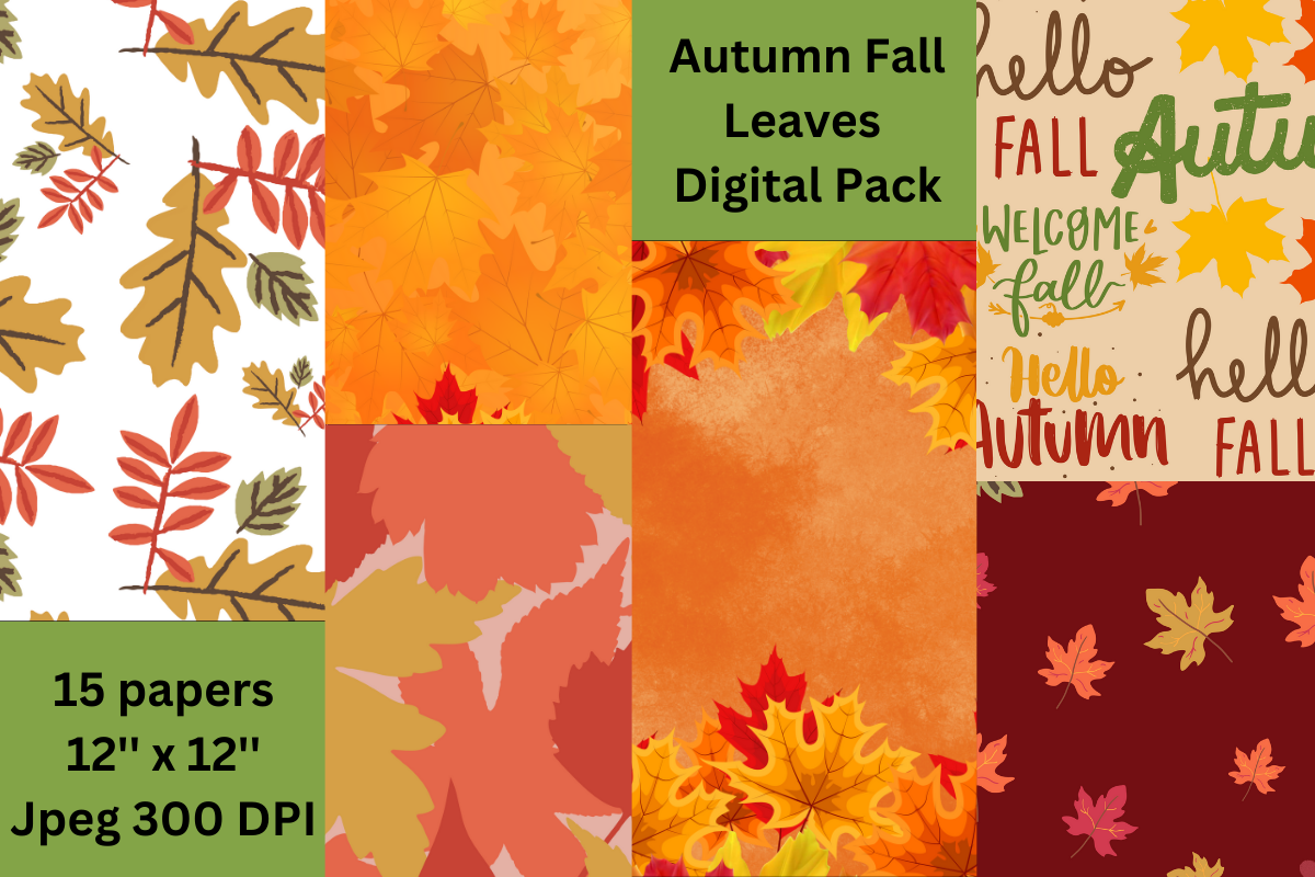 Autumn Fall Leaves Digital Papers Graphic by DigitalArt Plus · Creative ...
