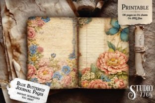 Blue Butterfly Junk Journal Pages Graphic by Studio 7766 · Creative Fabrica