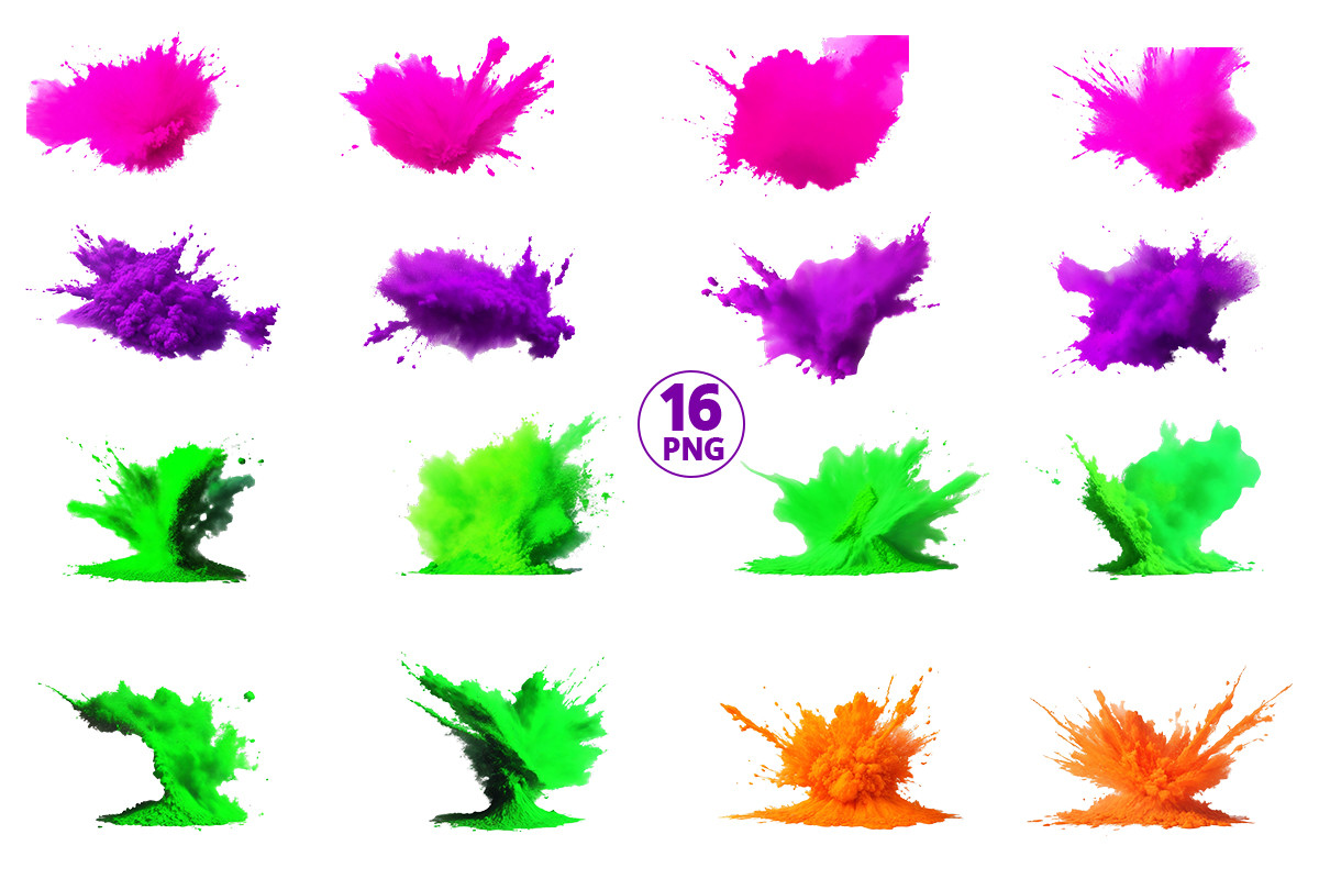 Colorful Rainbow Paint Splash PNG Set Graphic by pixeness · Creative ...
