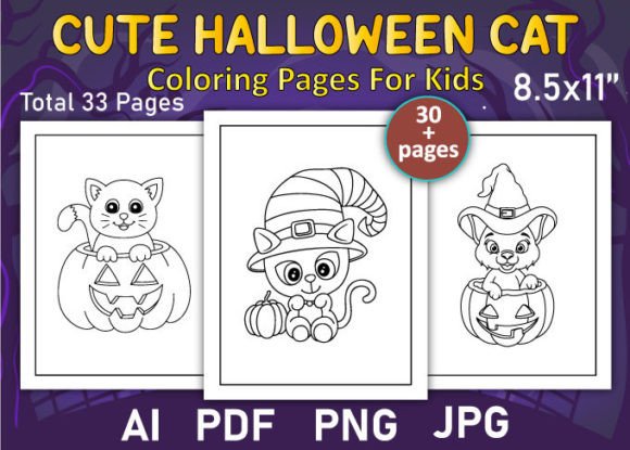 33 Cute Halloween Cat Coloring Pages Kids