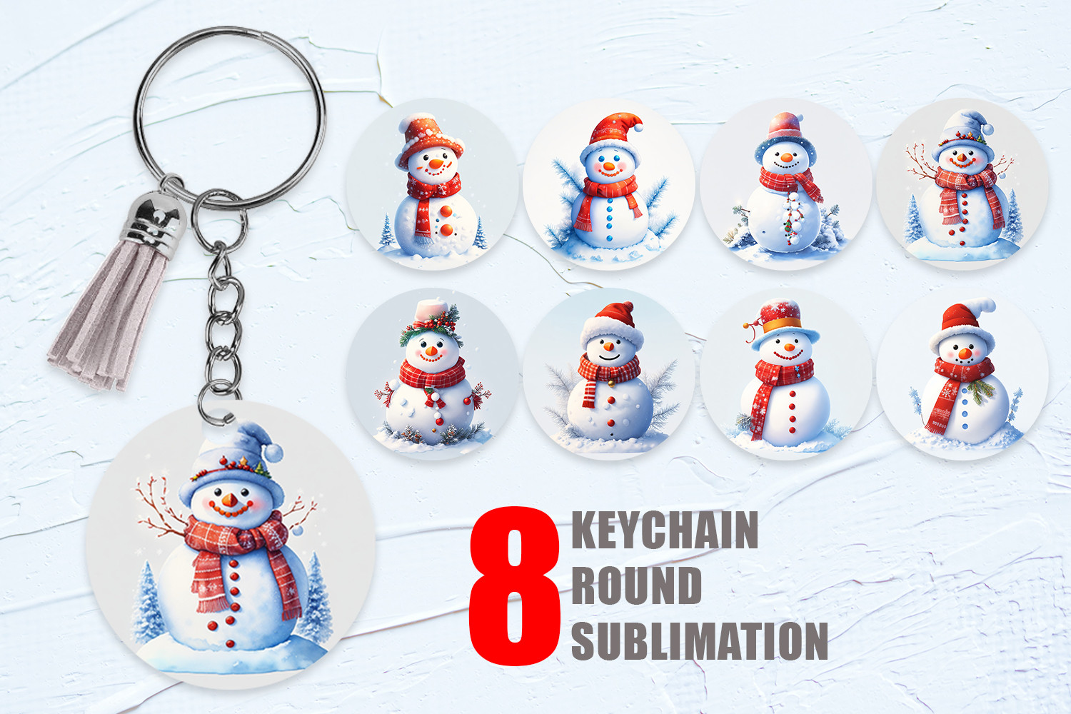 Keychain 3D White Snowman Graphic by Artnoy · Creative Fabrica