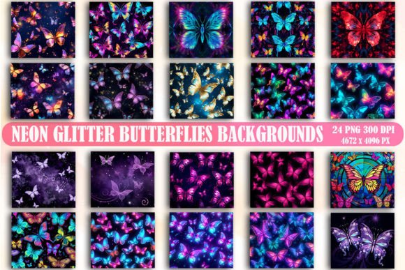 Neon Glitter Butterfly Backgrounds Graphic Backgrounds By Lazy Sun