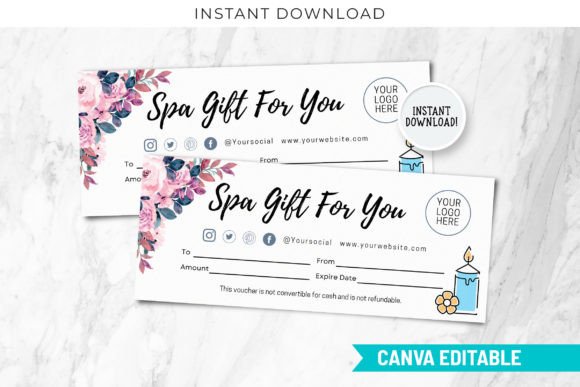 Spa Gift Voucher Certificate Template
