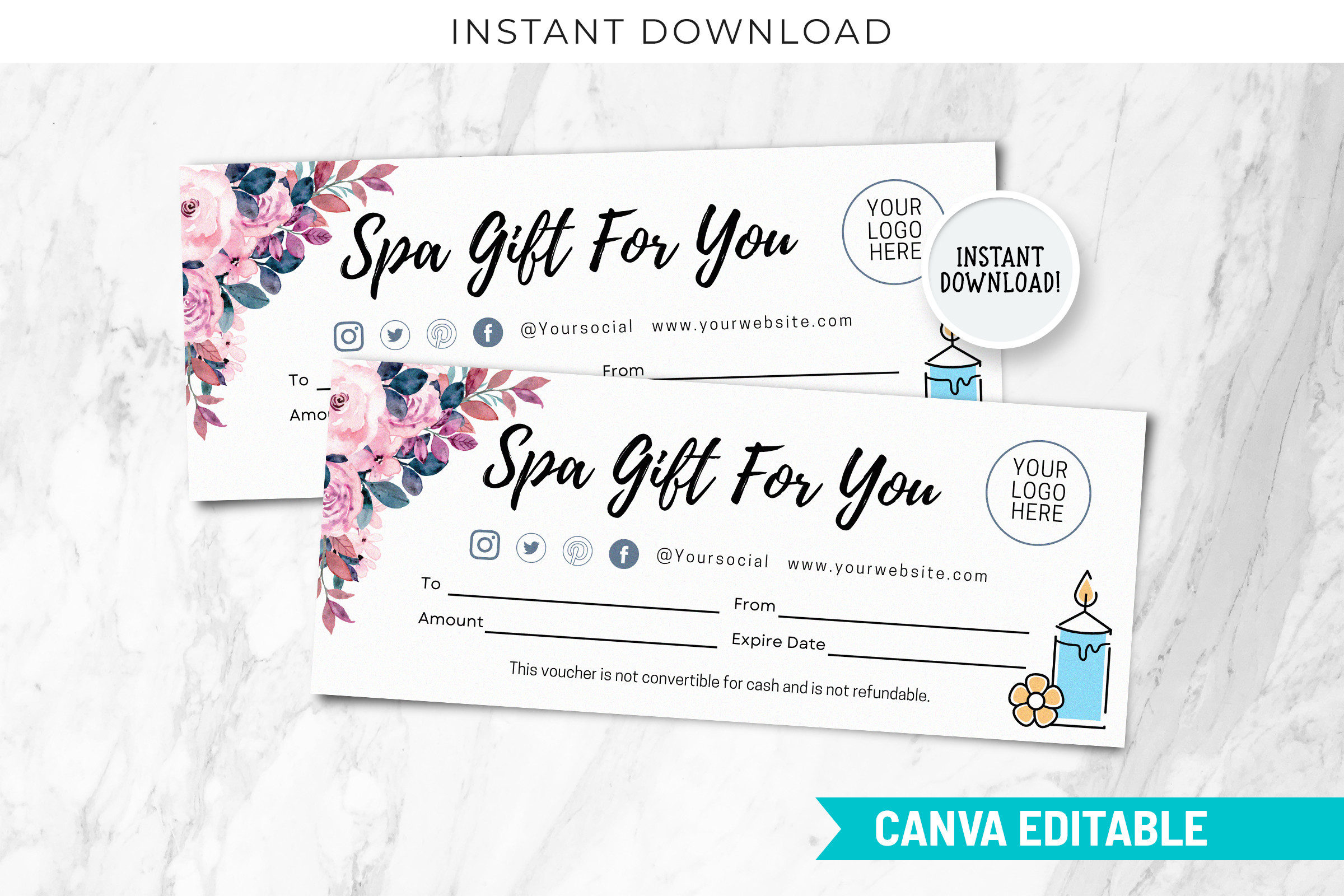 Spa Gift Voucher Certificate Template