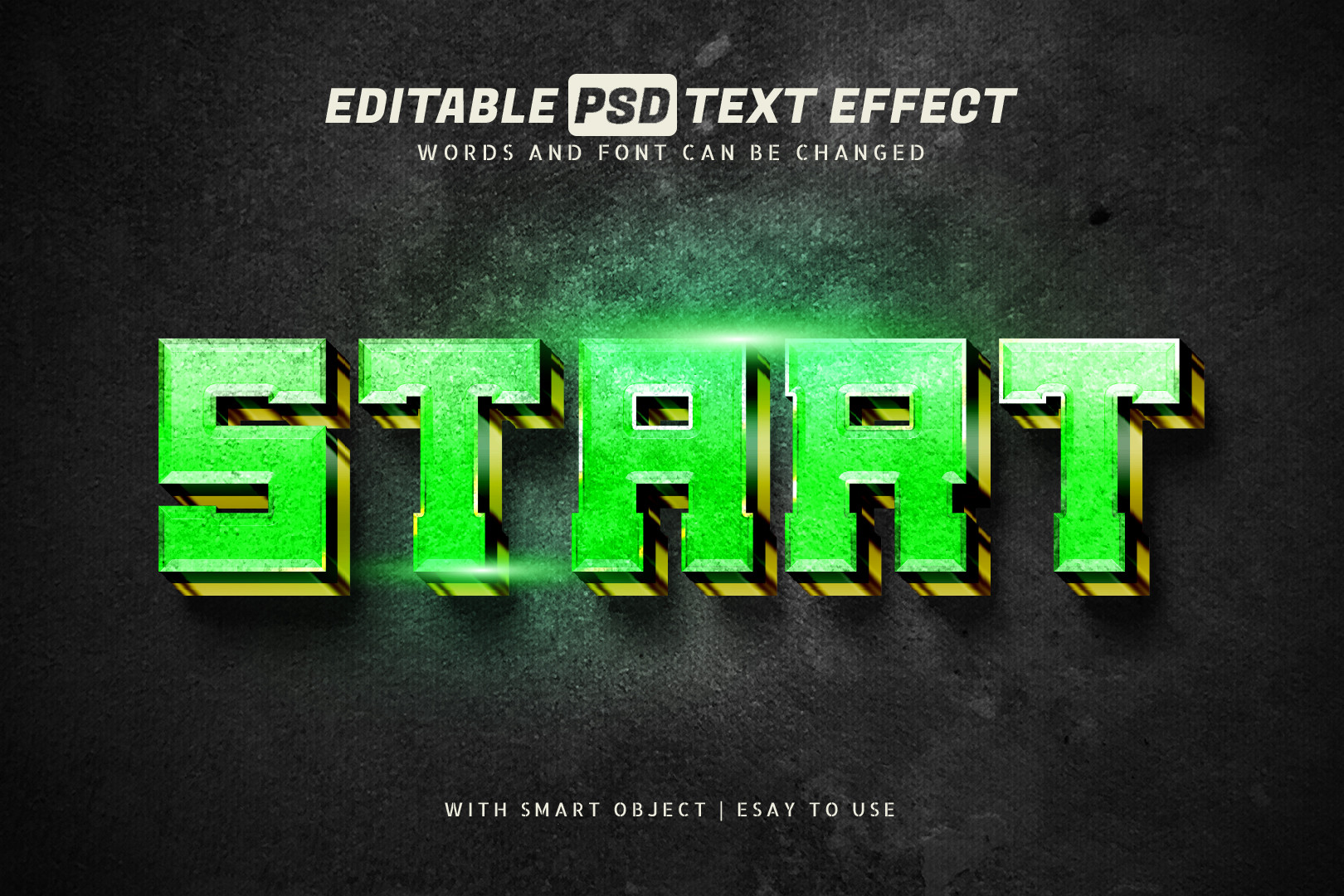 Strart Text Start Text Effect 3d Style Editable Graphic by aglonemadesign ...