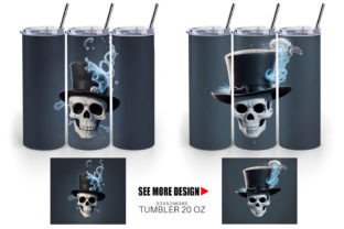 Tumbler 3D Skull with Hat Graphic by Artnoy · Creative Fabrica