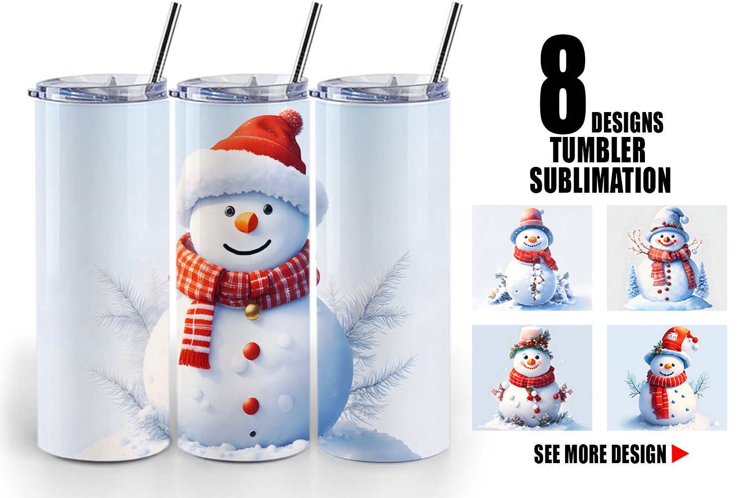 Tumbler 3D White Snowman Graphic by Artnoy · Creative Fabrica