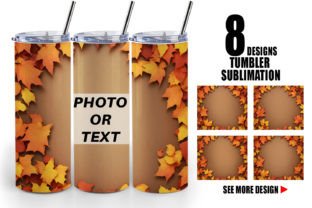 Tumbler Fall Leaf Autumn Borders Graphic by Artnoy · Creative Fabrica
