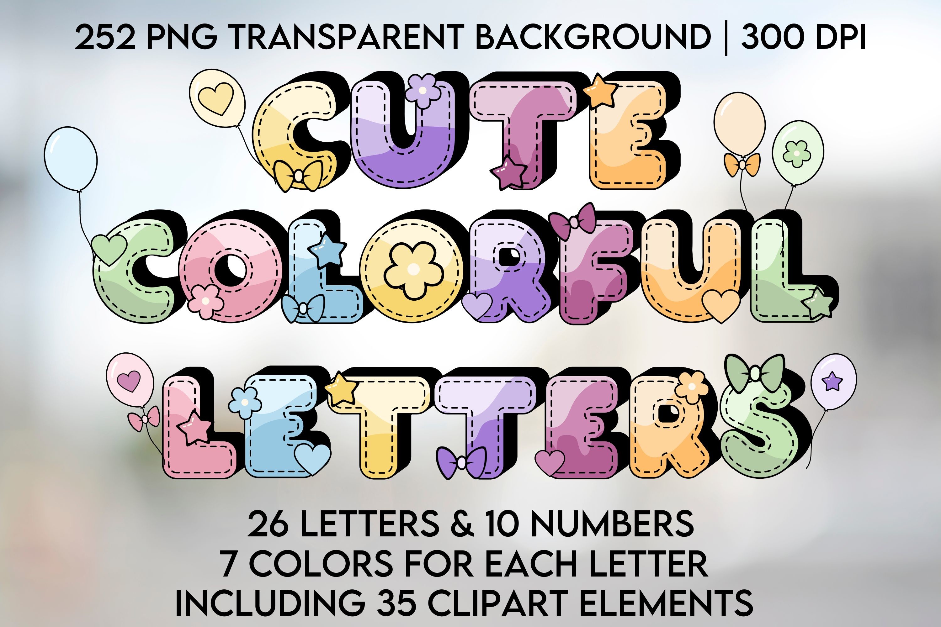 Cute Colorful Letters - 252 PNGs Graphic by Adalin Digital · Creative ...