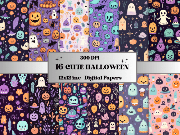 Cute Creepy Halloween Digital Paper Pack
