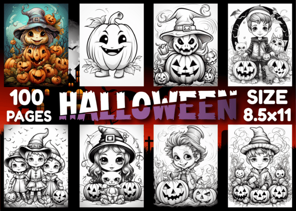 Cute Halloween Coloring Pages for Kids: 100+ Printables + 30 Covers | AI Generated Ready to Use
