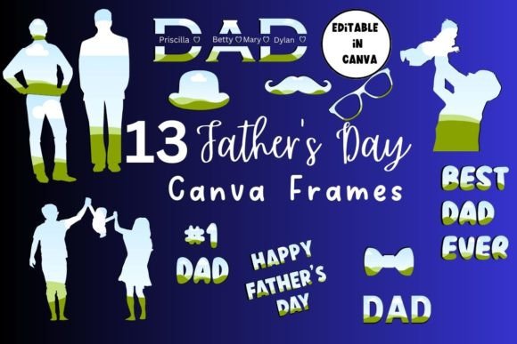 Father's Day Canva Frame Template Graphic Other Holiday Templates By Hippo and Kiwi Studio