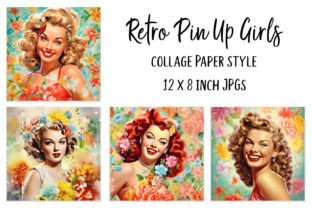 Retro Vintage Pin Up Girls Collage Paper Graphic by Digital Magpie ...