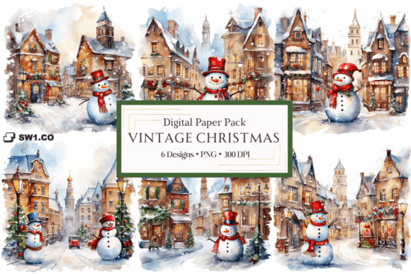 Vintage Christmas Scene Backgrounds