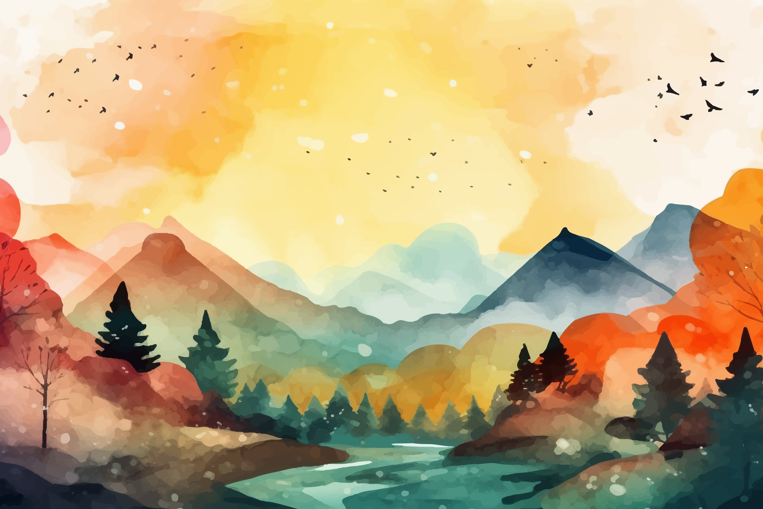 Watercolor Nature Background Graphic by Ariyan Store · Creative Fabrica