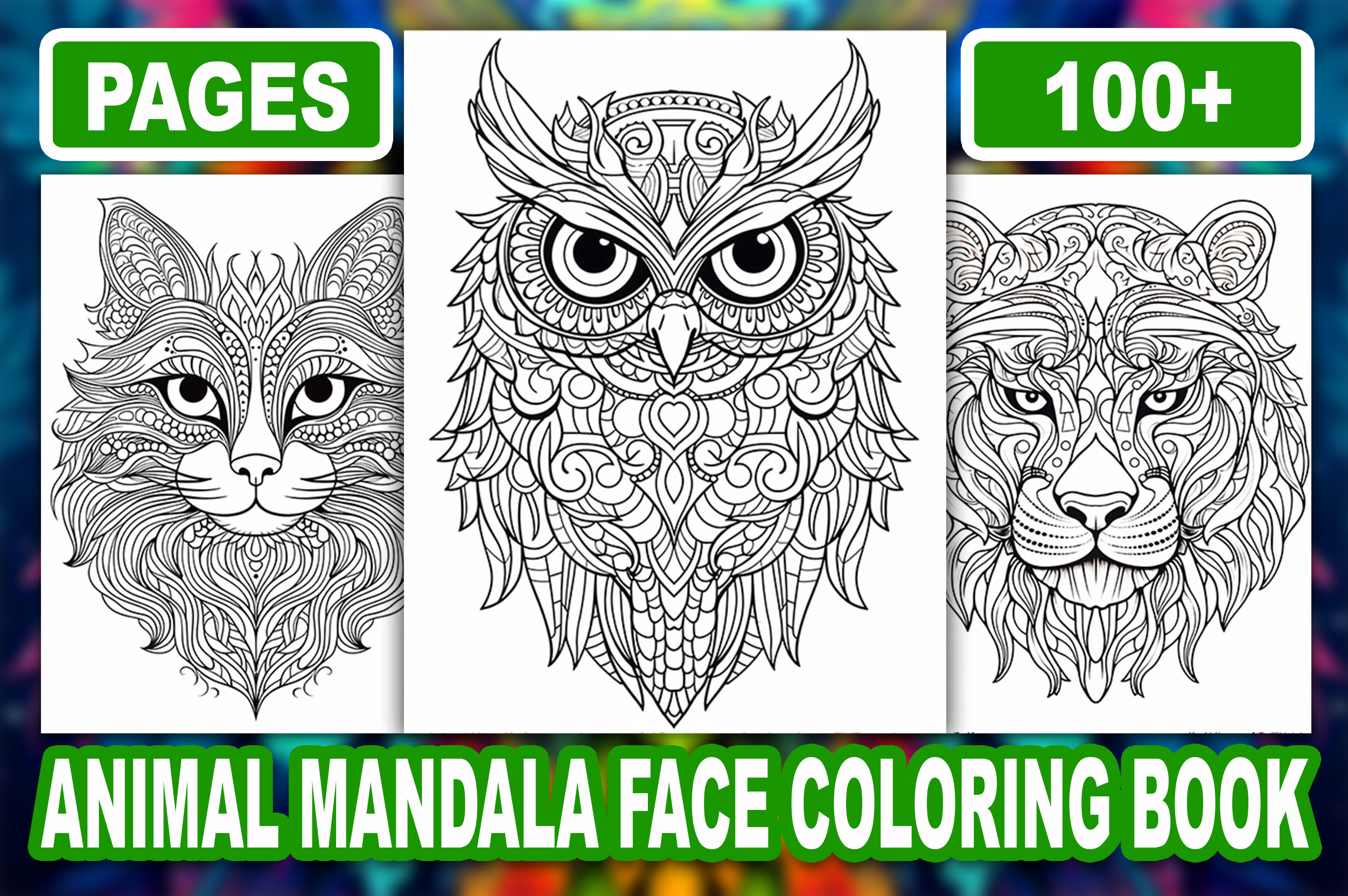 Animal Mandala Face Coloring Book KDP