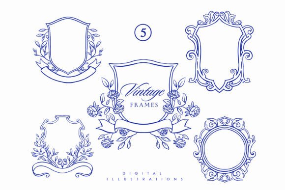 Baroque Line Art Frame Wedding Clipart Graphic by NassyArt · Creative ...