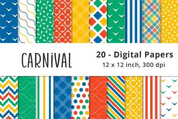 Blue, Red, Yellow, & Green Digital Paper