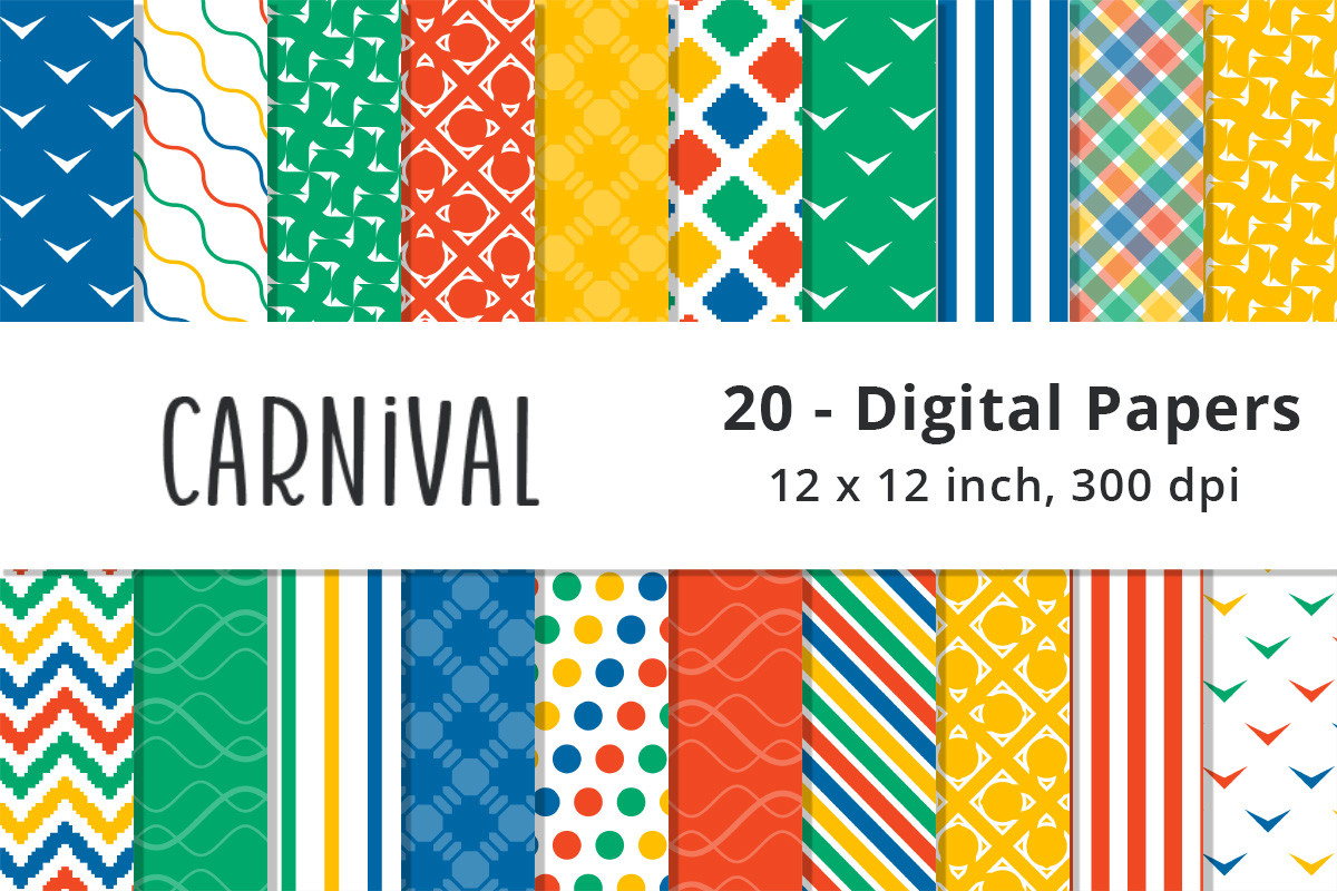 Blue, Red, Yellow, & Green Digital Paper