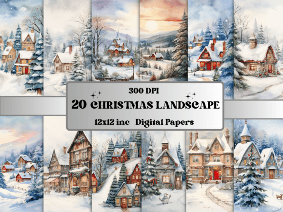 Christmas Landscape Scenes Digital Paper